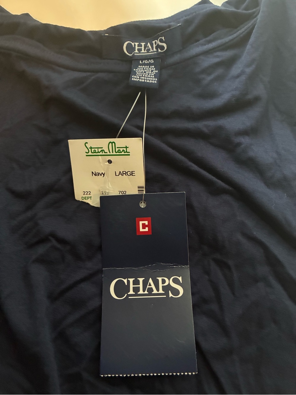 Chaps Navy Off-Shoulder Ruffle Blouse - Picture 11 of 11